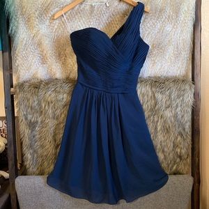 Kanali K One Shoulder Pleated Chiffon Dress